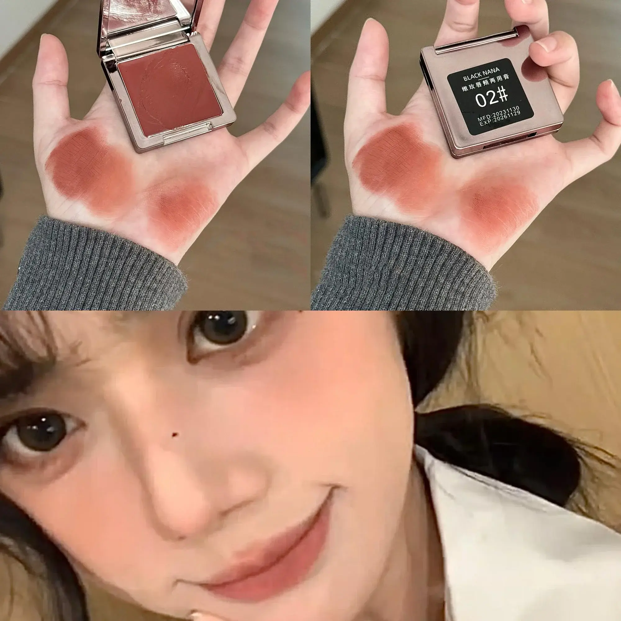 Lip & Cheek Dual-use Cream Mud Matte Mist Velvet Lipstick Dark Red Brown Jelly Filling Solid Lip Gloss Blush Cream Tint Makeup