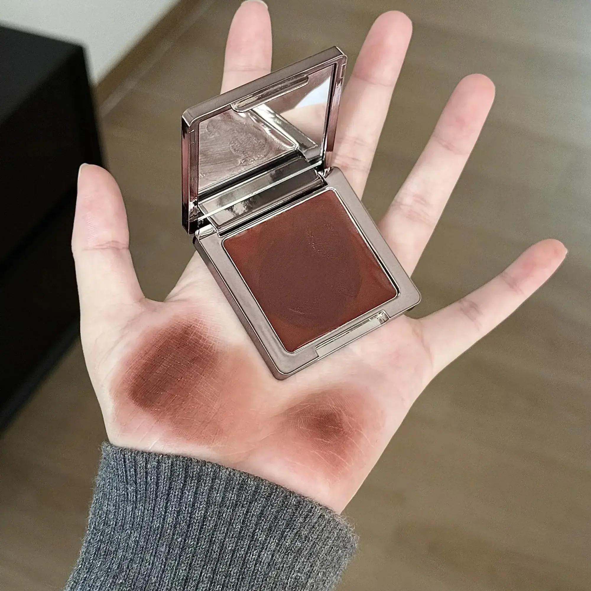 Lip & Cheek Dual-use Cream Mud Matte Mist Velvet Lipstick Dark Red Brown Jelly Filling Solid Lip Gloss Blush Cream Tint Makeup
