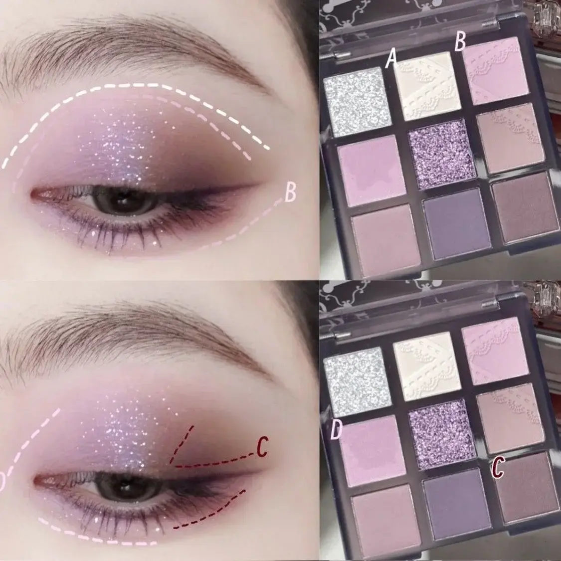 Smoke Purple Lace Eye Shadow Palette Matte Glitter 9-Color Eyeshadow Long Lasting Shimmer Shiny Eyes Make Up Palette Cosmetics