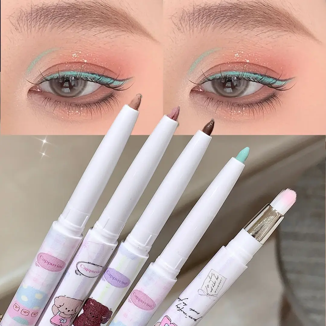 Pearlescent Grape Eyeliner Gel With Brush Blend Silky Smooth Tea Brown Pink Lying Silkworm Shadow Eye Liner Pencil Waterproof