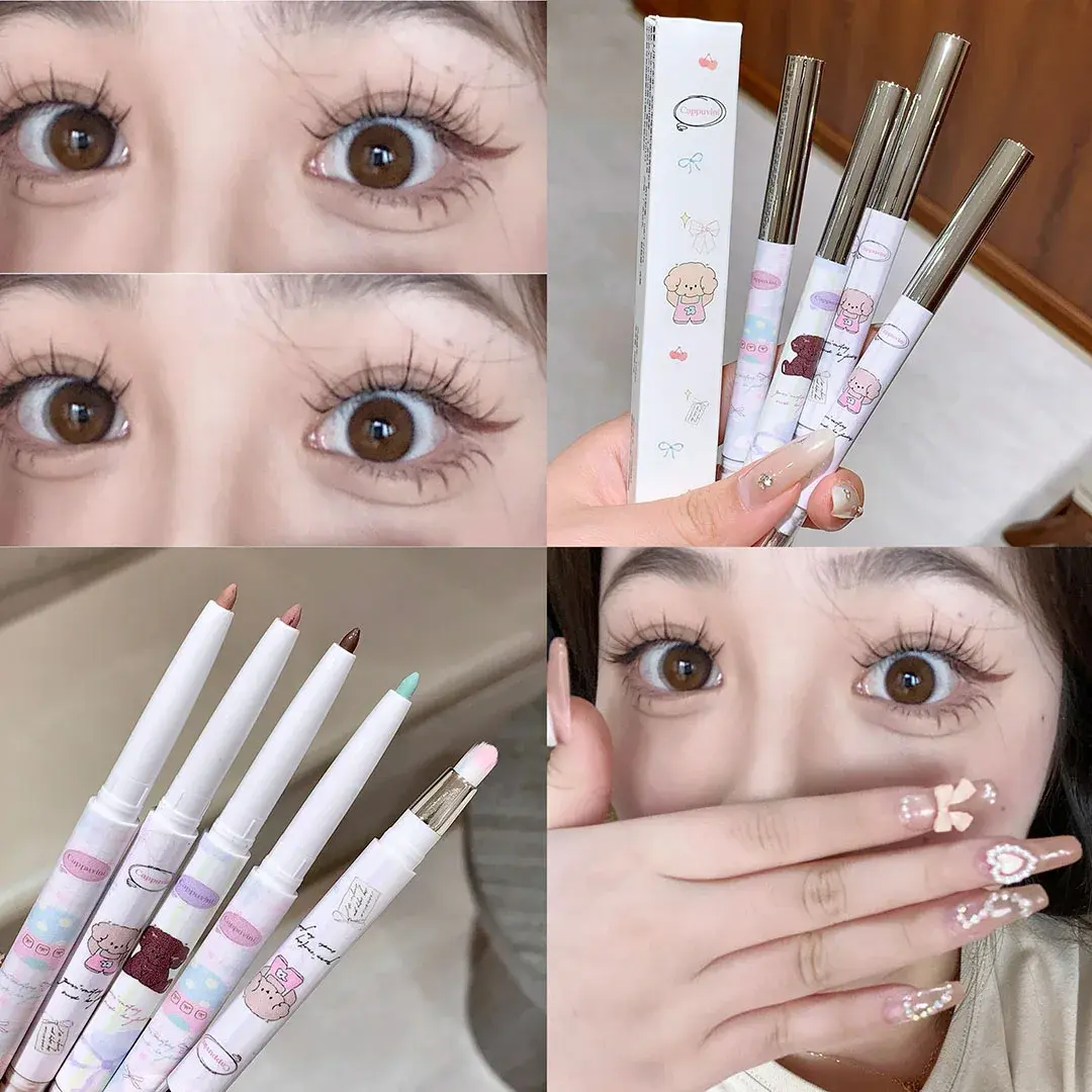 Pearlescent Grape Eyeliner Gel With Brush Blend Silky Smooth Tea Brown Pink Lying Silkworm Shadow Eye Liner Pencil Waterproof