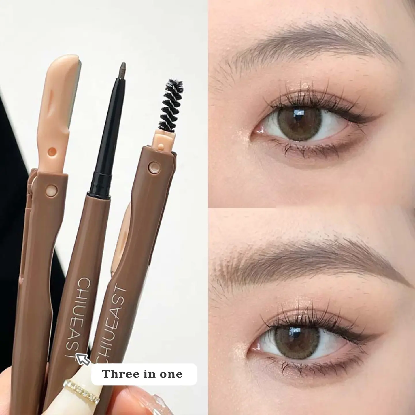 3-in-1 Eyebrow Pencil Waterproof Eyebrow Tattoo Tint Built-in Eyebrow Trimmer Razor Eyebrow Brush Portable Eyebrow Styling Tool