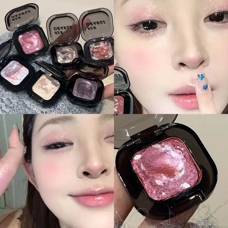 Soft Marble Eye Shadow Cream Mashed potato Texture Pink Purple Champagne Metallic Shimmer Eyeshadow Highlighter Brightens Makeup