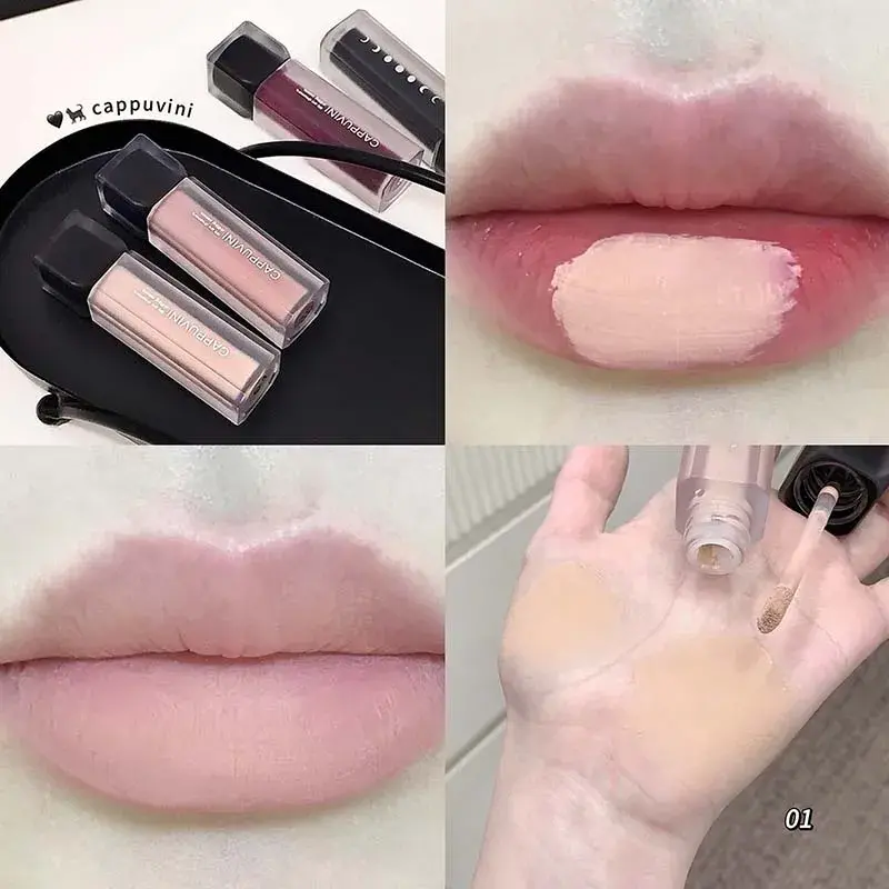Obsidian Black Matte Lip Glaze Nude Base Deep Lip Primer Waterproof Dark Retro Rose Brown Lipstick Pigment Gothic Style Makeup