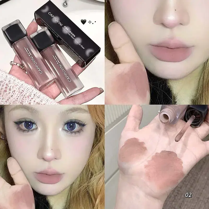 Obsidian Black Matte Lip Glaze Nude Base Deep Lip Primer Waterproof Dark Retro Rose Brown Lipstick Pigment Gothic Style Makeup