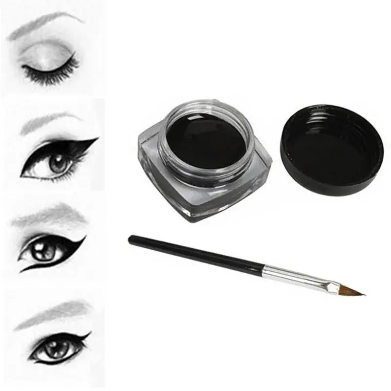 Black Waterproof Eyeliner cream Make Up Beauty Comestics Long-lasting Eye Liner gel Makeup Tools for eyeshadow with brush