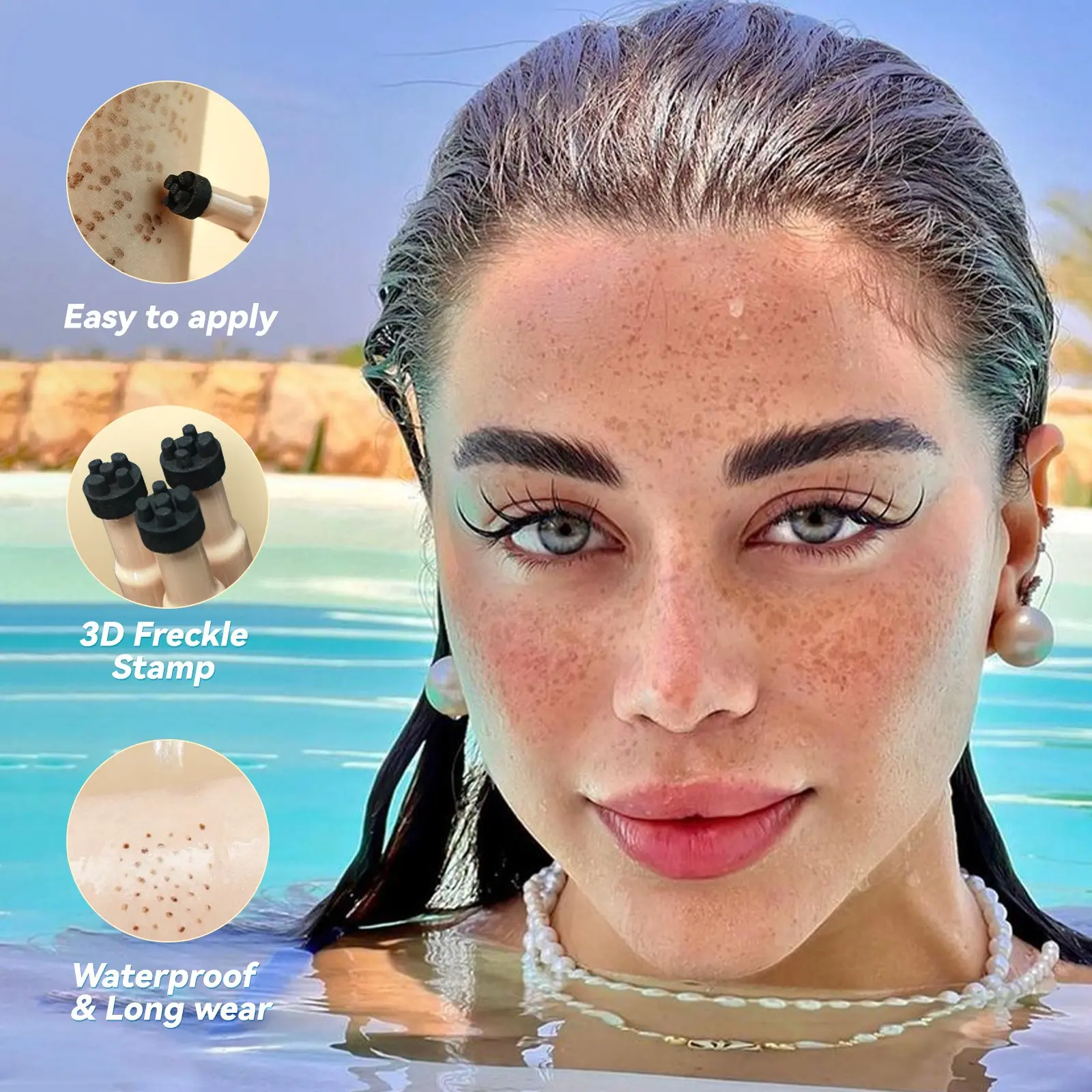 Five Head Face Fake Freckles Pen Natural Waterproof Lifelike Freckles Stamp Pen Long Lasting Dot Spot Pen Makep Tool Cosmetic