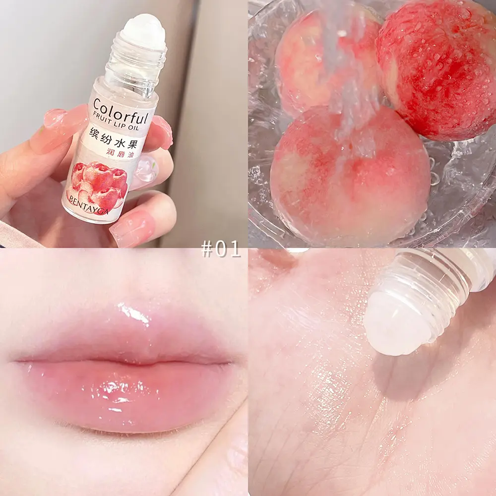 Colorless Roll-on Jelly Lip Balm Oil Moisturizing Transparent Fruit Lip Oil Non-sticky LipGloss Light Lip Line Lip Care Cosmetic