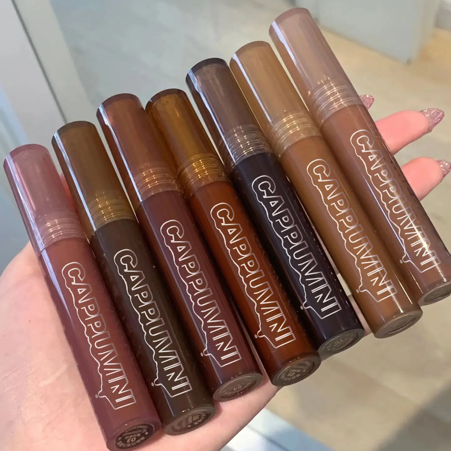 Punk Dark Brown Lip Gloss Mirror Water Lip Glaze Black Chocolate Lipstick Waterproof Liquid Lipstick Nude Clear Tint Makeup
