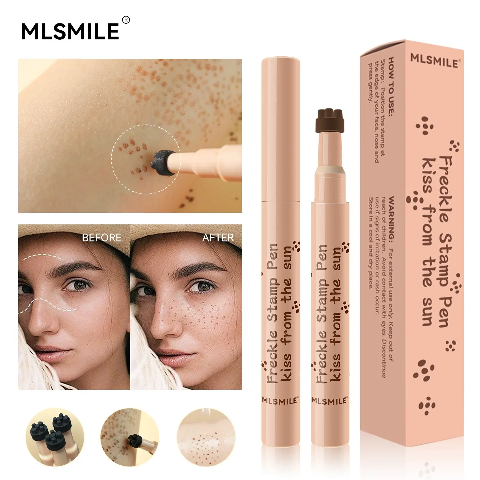 Five Head Face Fake Freckles Pen Natural Waterproof Lifelike Freckles Stamp Pen Long Lasting Dot Spot Pen Makep Tool Cosmetic