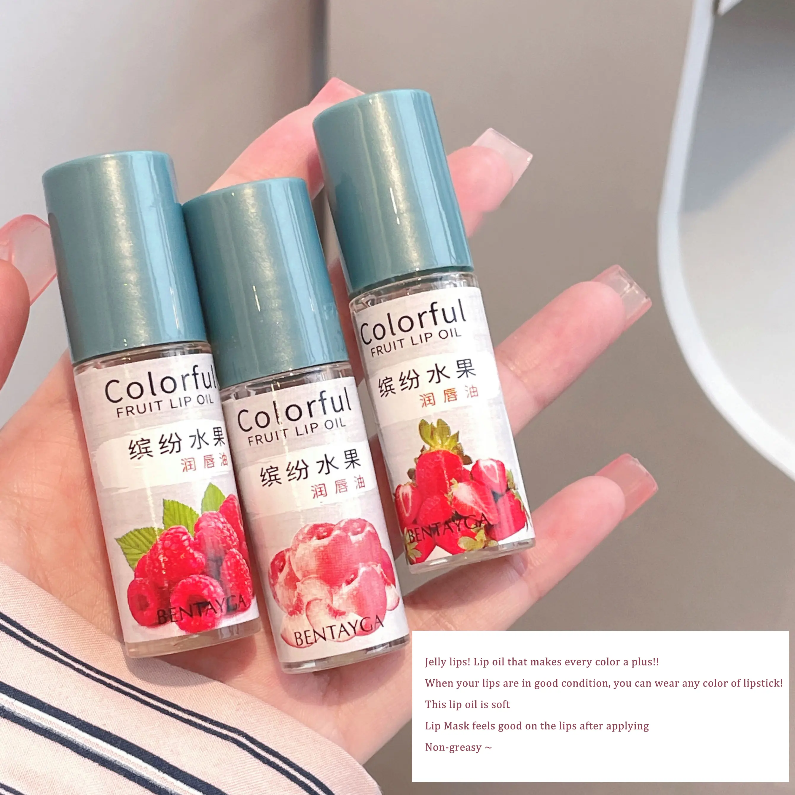 Colorless Roll-on Jelly Lip Balm Oil Moisturizing Transparent Fruit Lip Oil Non-sticky LipGloss Light Lip Line Lip Care Cosmetic