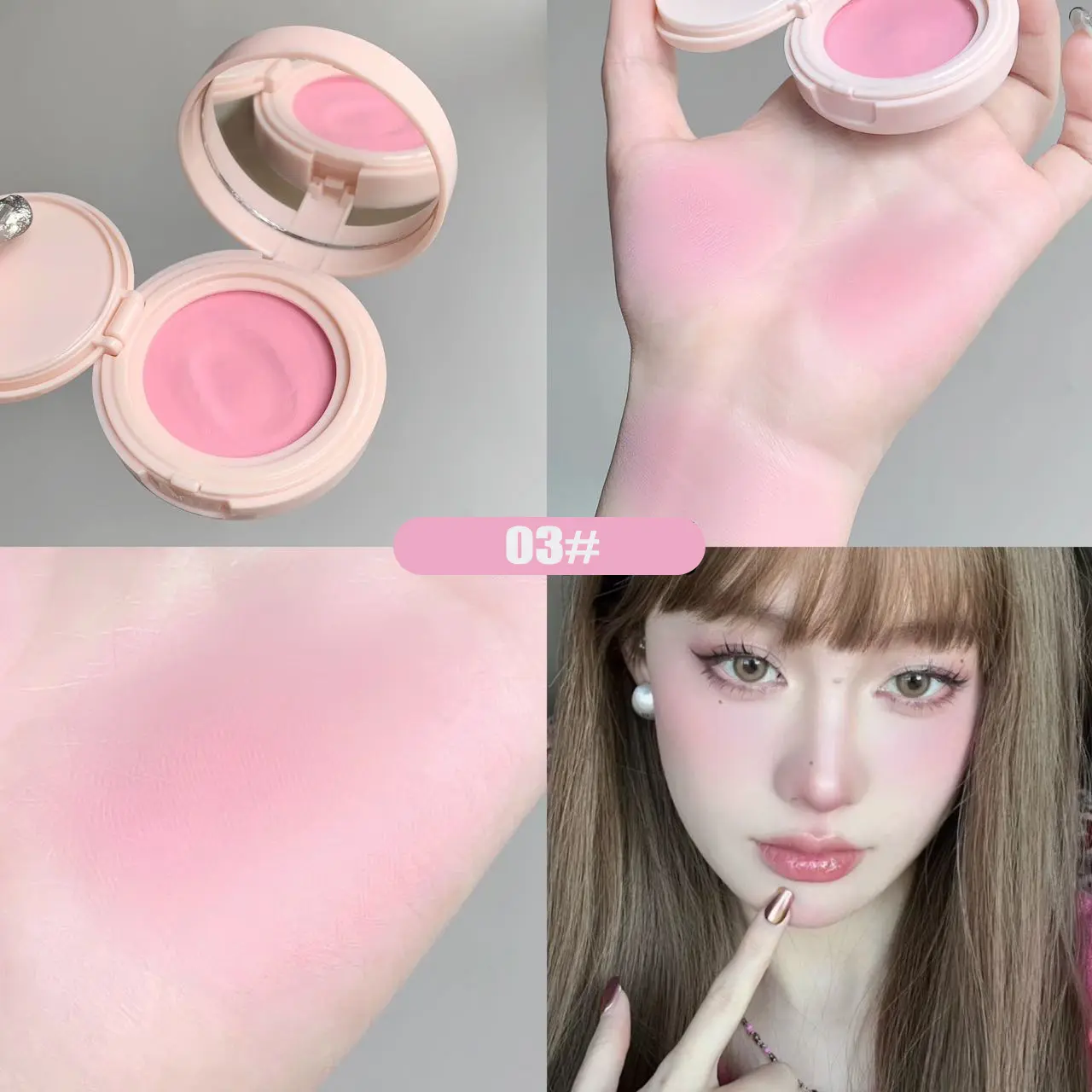 Monochrome Blue Blusher Shadow Cream Mashed Potatoes Texture Cheek Blush Natural Multi-purpose Eye Shadow Mud With Cushion Puff