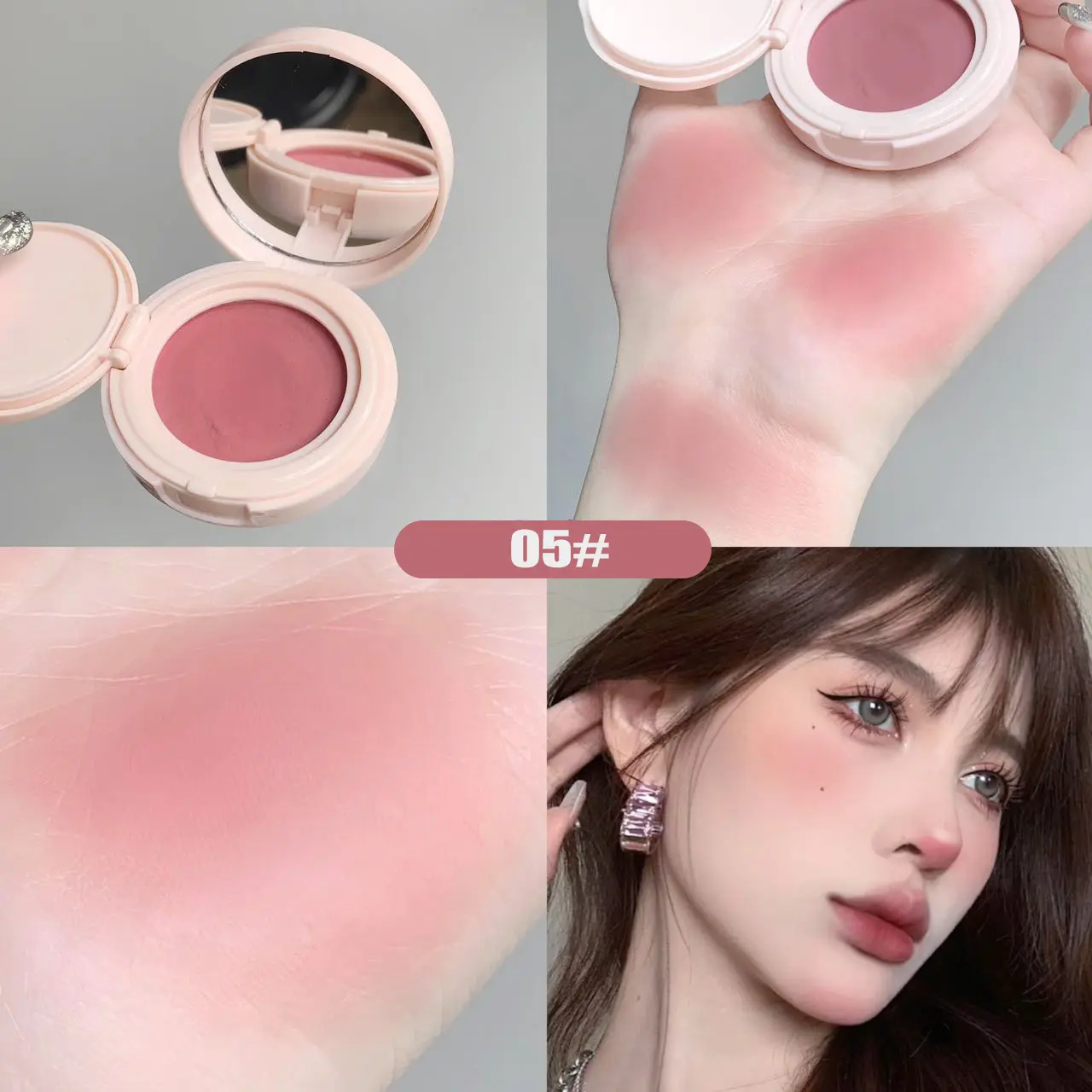 Monochrome Blue Blusher Shadow Cream Mashed Potatoes Texture Cheek Blush Natural Multi-purpose Eye Shadow Mud With Cushion Puff