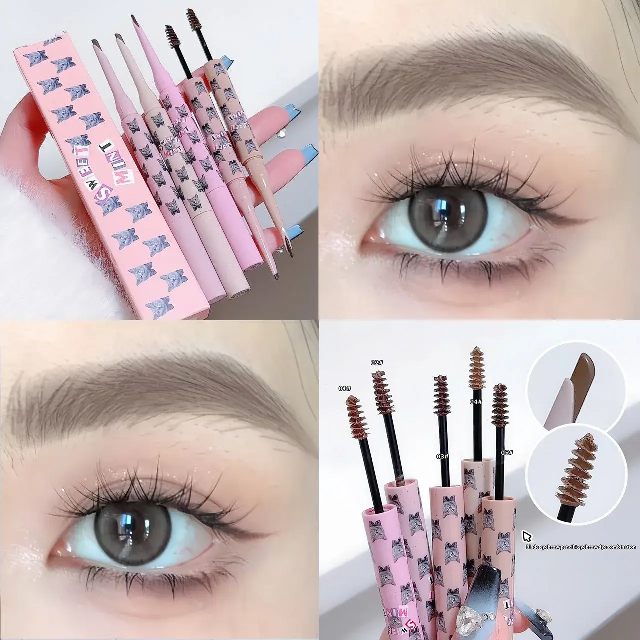 Double head Eyebrow Enhancers Cream Natural Liquid Dyeing Eyebrow 2 In 1 Brow Tattoo Pigments Lasting Waterproof Eyebrow Pencil