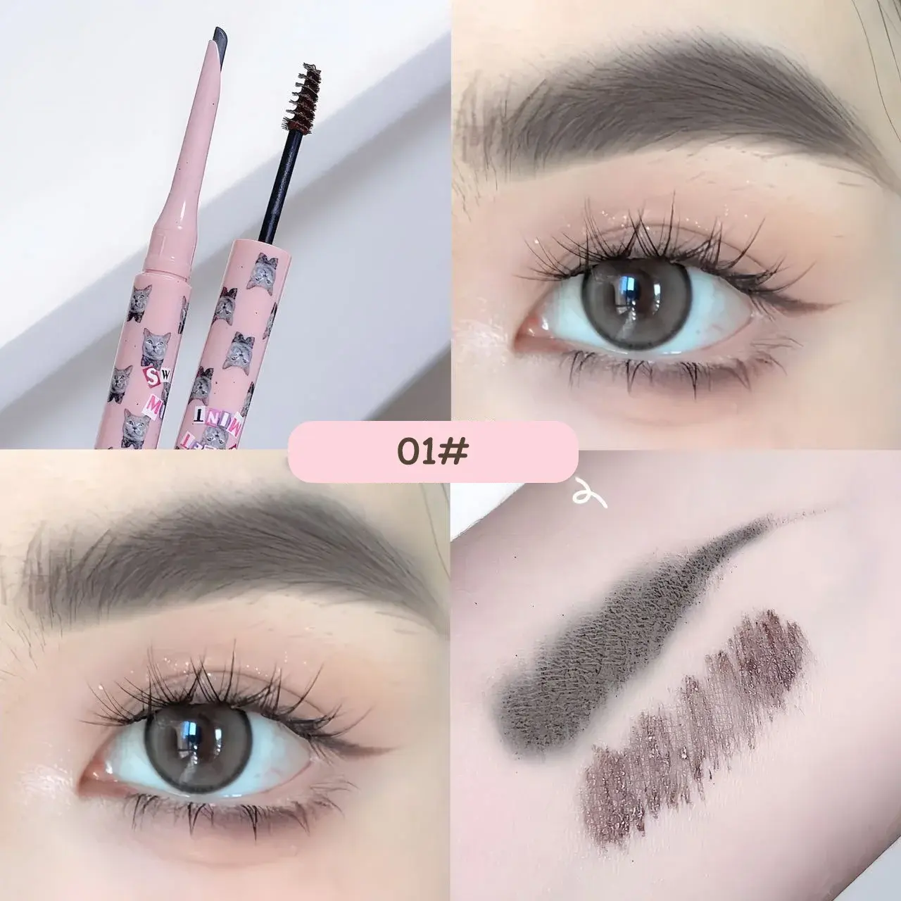 Double head Eyebrow Enhancers Cream Natural Liquid Dyeing Eyebrow 2 In 1 Brow Tattoo Pigments Lasting Waterproof Eyebrow Pencil