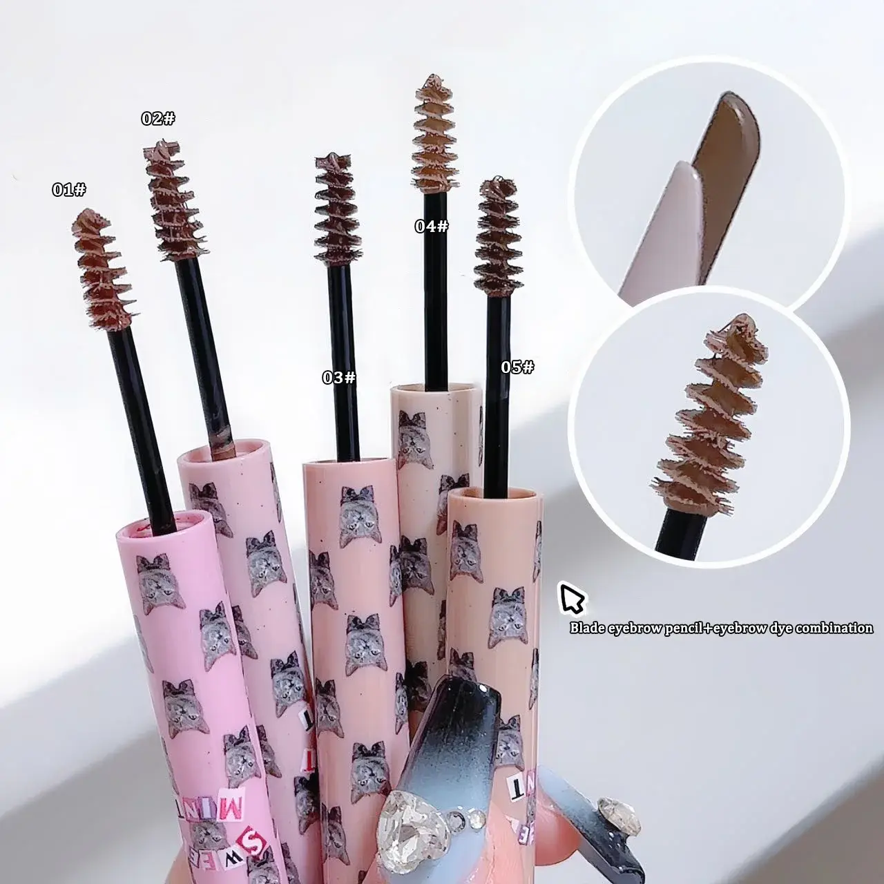 Double head Eyebrow Enhancers Cream Natural Liquid Dyeing Eyebrow 2 In 1 Brow Tattoo Pigments Lasting Waterproof Eyebrow Pencil