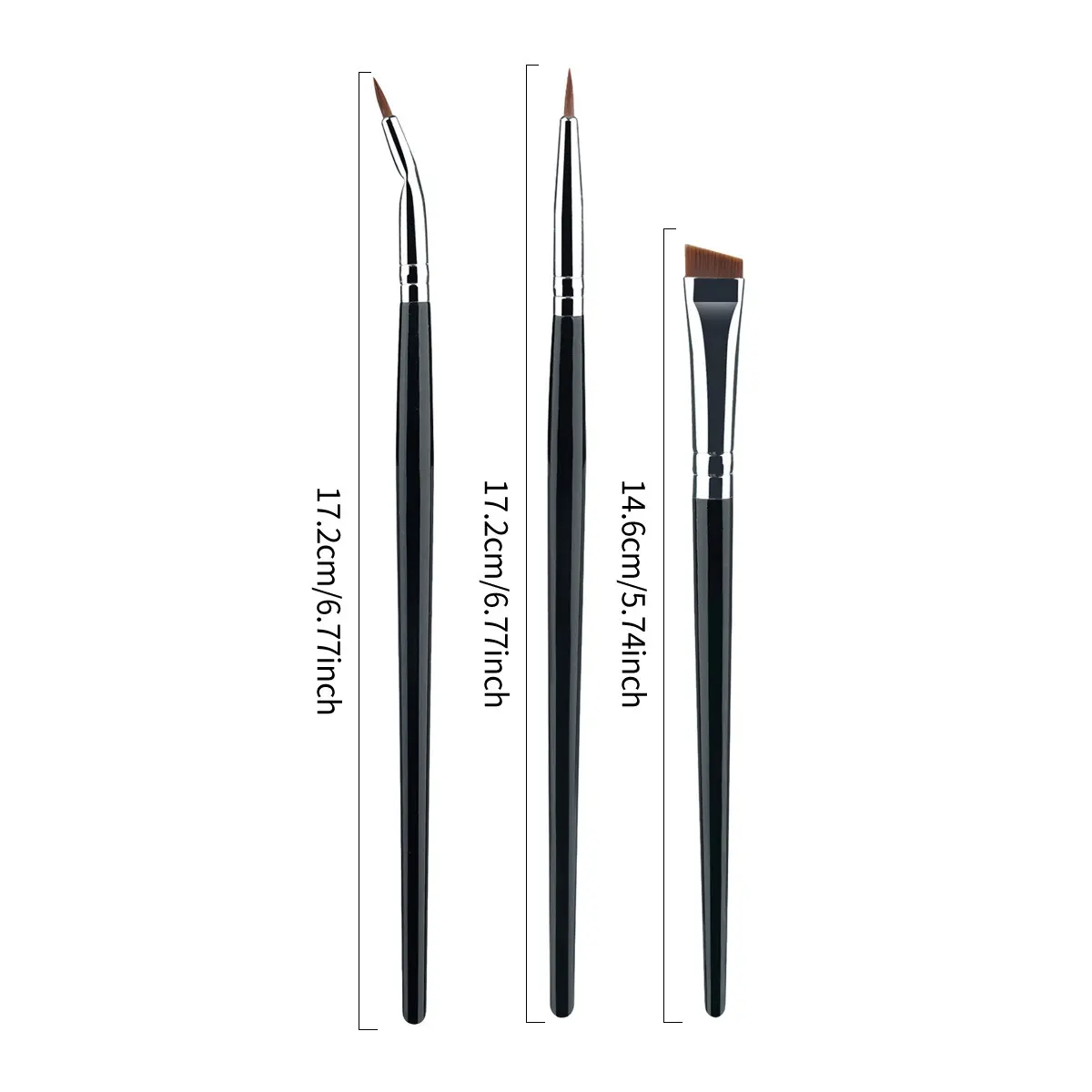 3pcs Ultra Fine Bent Eyeliner Brush Set Detail Makeup Eyes Tear Trough Fine Liner Concealer Brush Blade Angle Eyebrow Brush