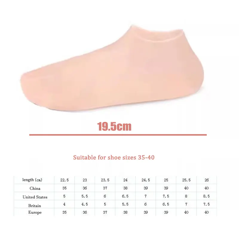 1Pair Silicone Foot Care Socks Anti Cracking Moisturizing Gel Elastic Socks DIY Foot Mask Cracked Dead Skin Remove Pedicure Tool
