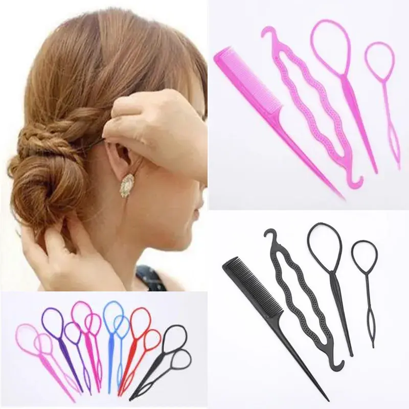 2/4pcs Multiple Magic Hair Braided Tool Women Girl Hair Donut Bun Maker Hairpins Twist Hair Clip Styling Accessory Tool