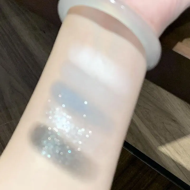 Punk Smoky Grey Eyeshadow Palette Matte White Brightening Face Velvet Shimmer Highlighter Longlasting Makeup Contour Combination
