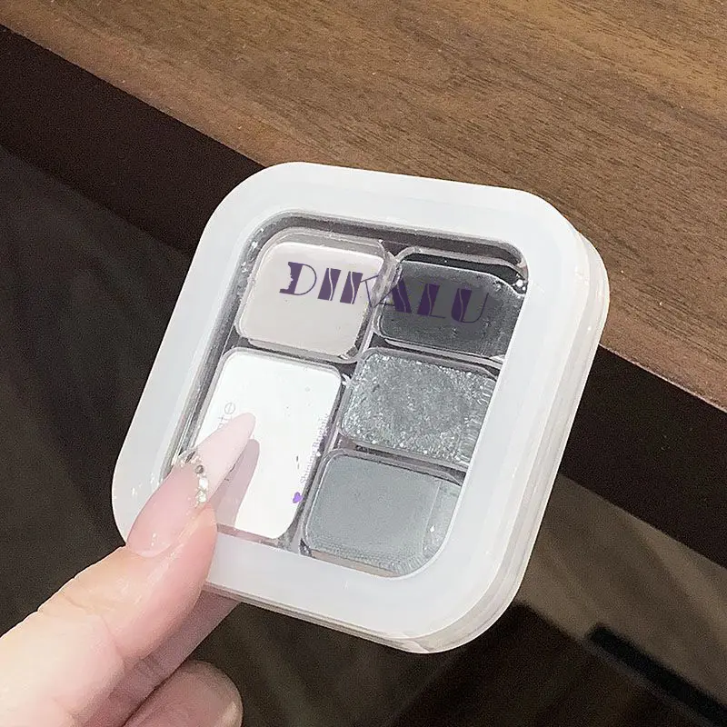 Punk Smoky Grey Eyeshadow Palette Matte White Brightening Face Velvet Shimmer Highlighter Longlasting Makeup Contour Combination