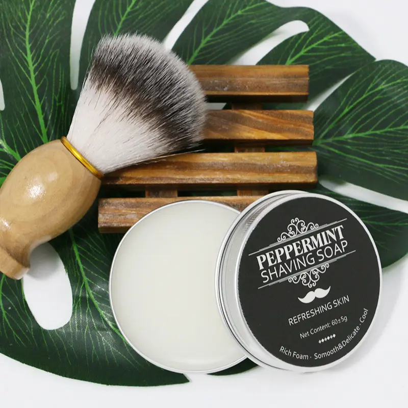 60g Mint Scent Men's Shaving Soap Aluminum Boxed Foam Rich Gentle Not Stimulating Handmade Soap Gentle Shave Beard Cream