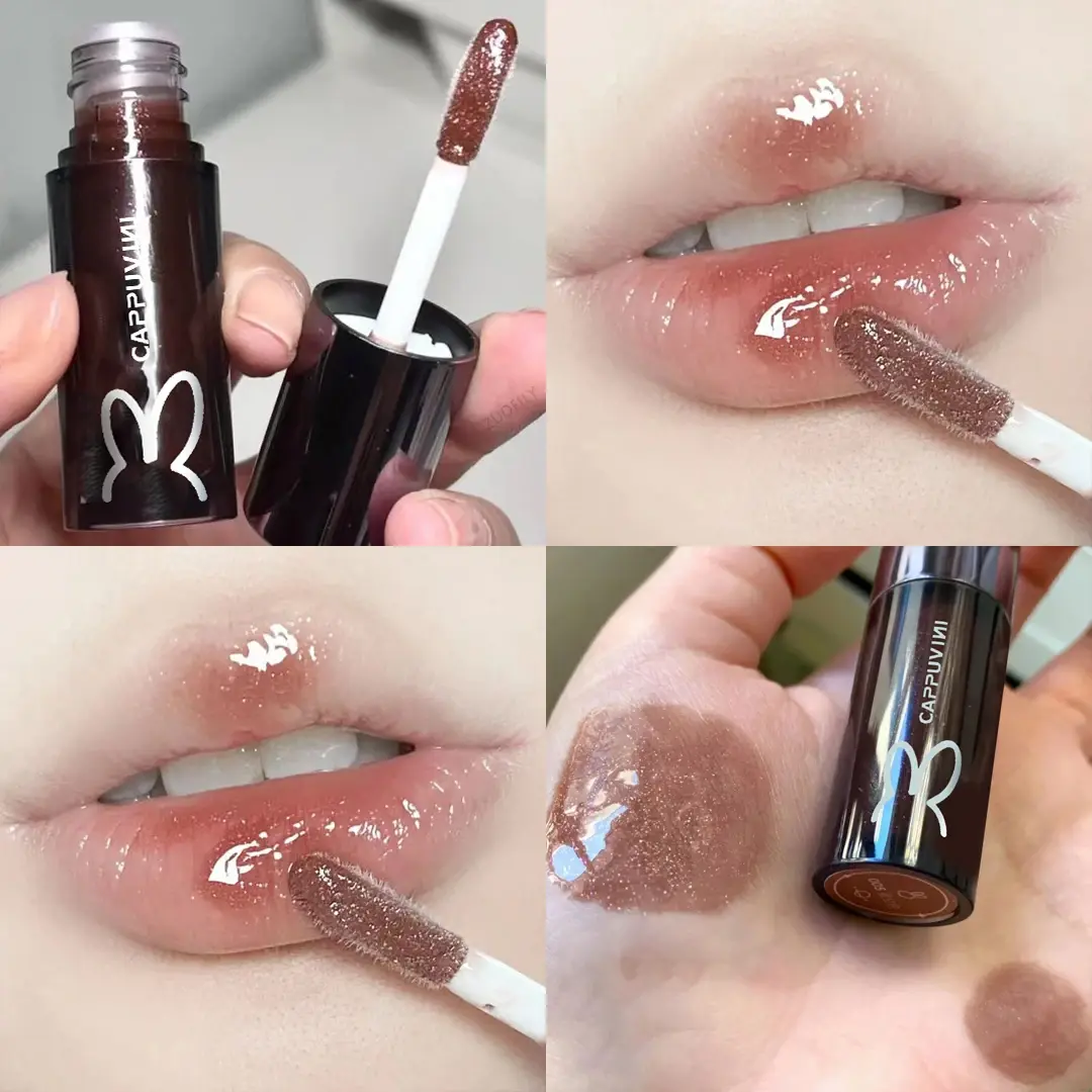 Fine Glitter Glass Lip Gloss Mirror Diamond Shimmer Liquid Lipstick Waterproof Pearl Jelly Transparent Lip Glaze Tint Make Up