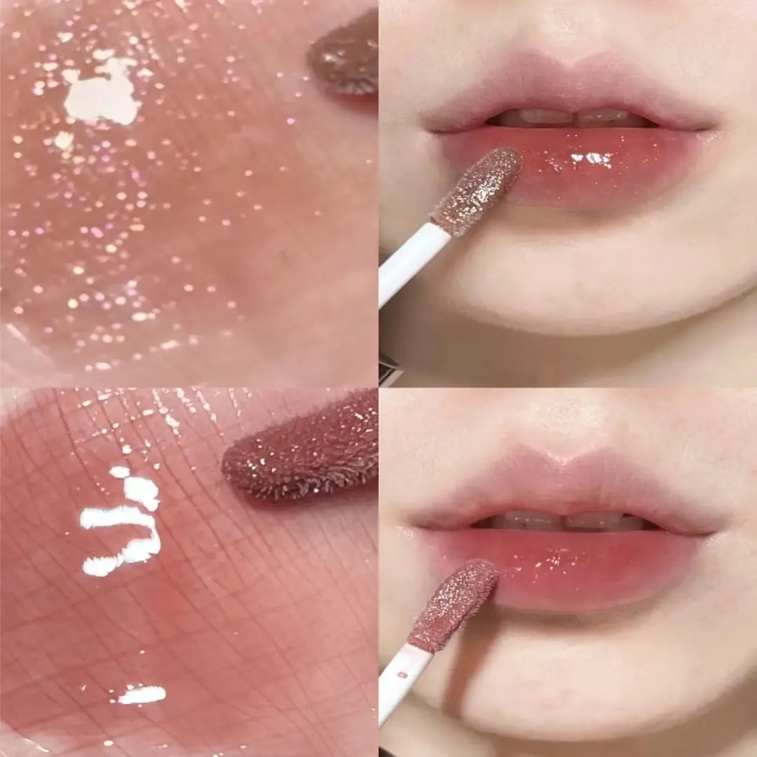 Fine Glitter Glass Lip Gloss Mirror Diamond Shimmer Liquid Lipstick Waterproof Pearl Jelly Transparent Lip Glaze Tint Make Up