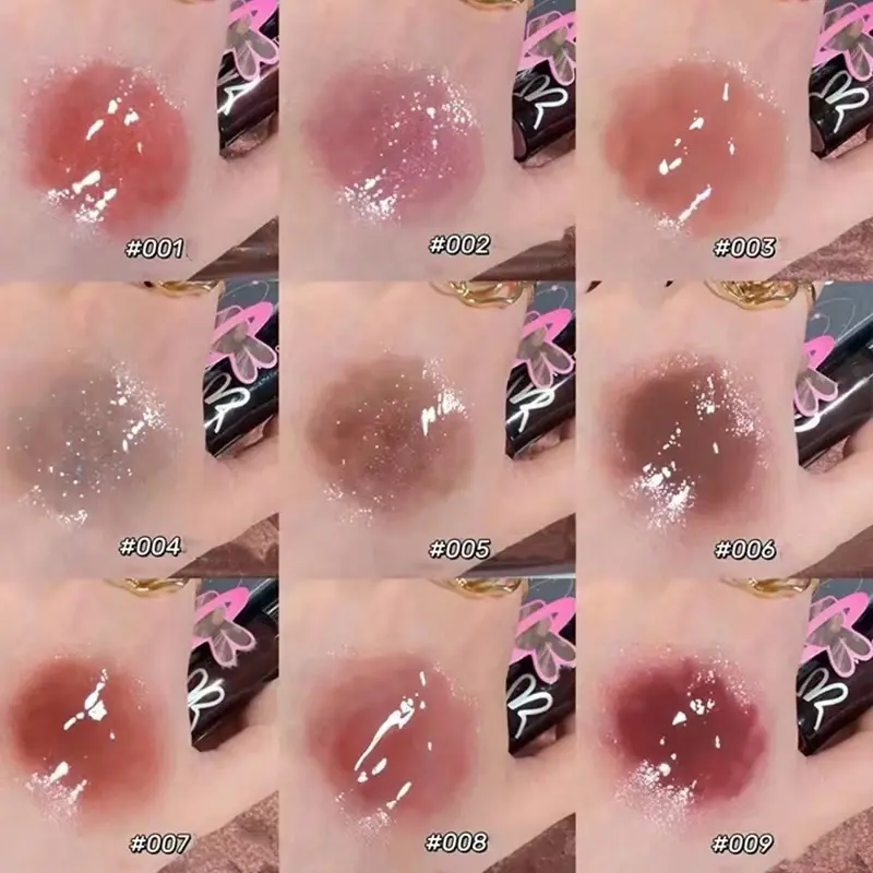 Fine Glitter Glass Lip Gloss Mirror Diamond Shimmer Liquid Lipstick Waterproof Pearl Jelly Transparent Lip Glaze Tint Make Up
