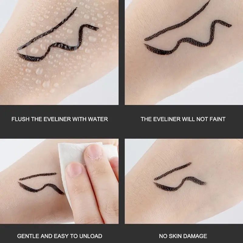 2 In 1 Stamp Black Liquid Eyeliner Pen Waterproof Fast Dry Triangle Seal Eye Liner Pencil Cosmetic Double-ended Eyeliner Makeup