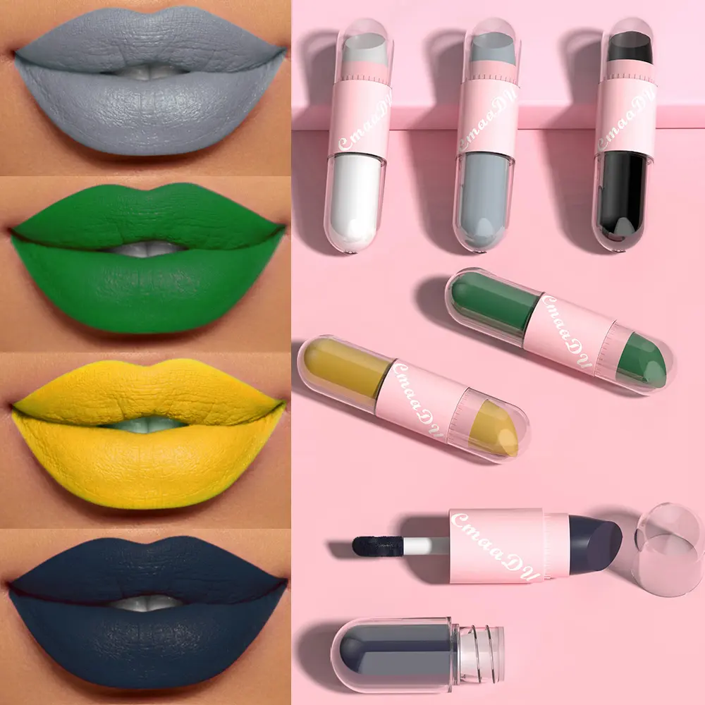 Lipstick Lip Gloss 2-in-1 Matte Lip Color Velvet Lip Glaze Waterproof Long Lasting Non-marking Natural Lip Tint Blam Cosmetic
