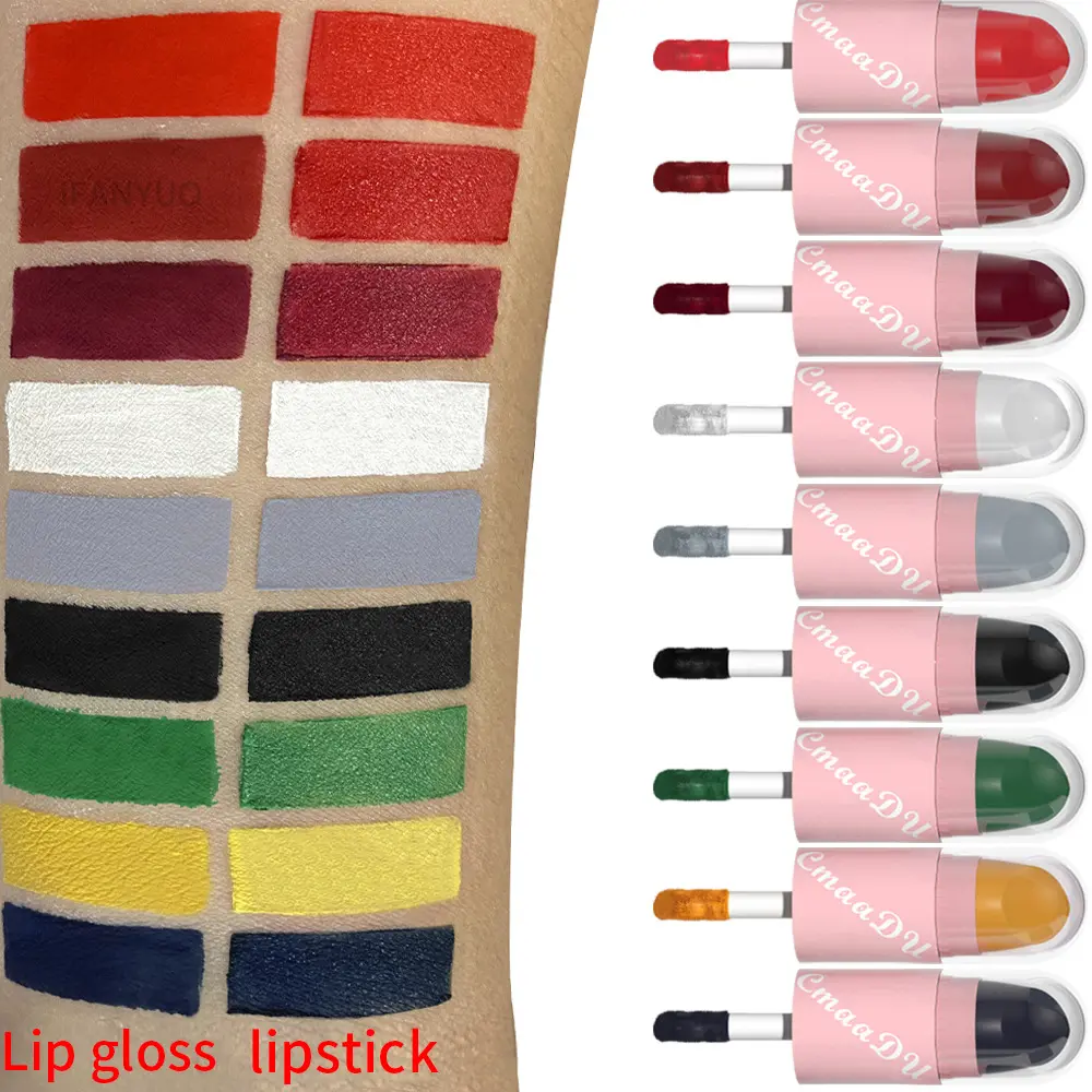 Lipstick Lip Gloss 2-in-1 Matte Lip Color Velvet Lip Glaze Waterproof Long Lasting Non-marking Natural Lip Tint Blam Cosmetic
