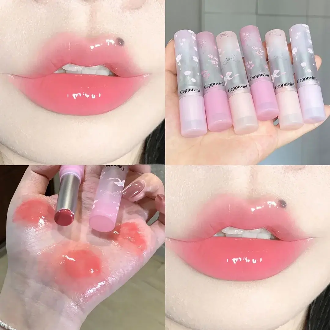 Flower Hydrating Solid Lip Gloss Mirror Shine Lip Honey Moisturizing Glossy Pink Jelly Lip Balm Non Sticky Makeup Lipstick