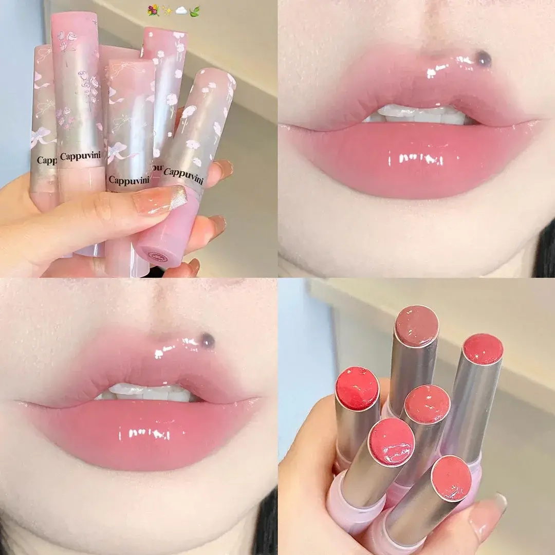 Flower Hydrating Solid Lip Gloss Mirror Shine Lip Honey Moisturizing Glossy Pink Jelly Lip Balm Non Sticky Makeup Lipstick