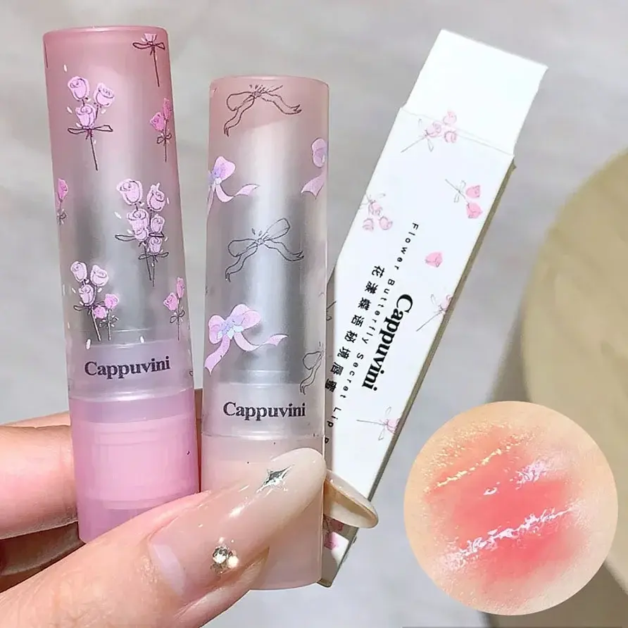 Flower Hydrating Solid Lip Gloss Mirror Shine Lip Honey Moisturizing Glossy Pink Jelly Lip Balm Non Sticky Makeup Lipstick
