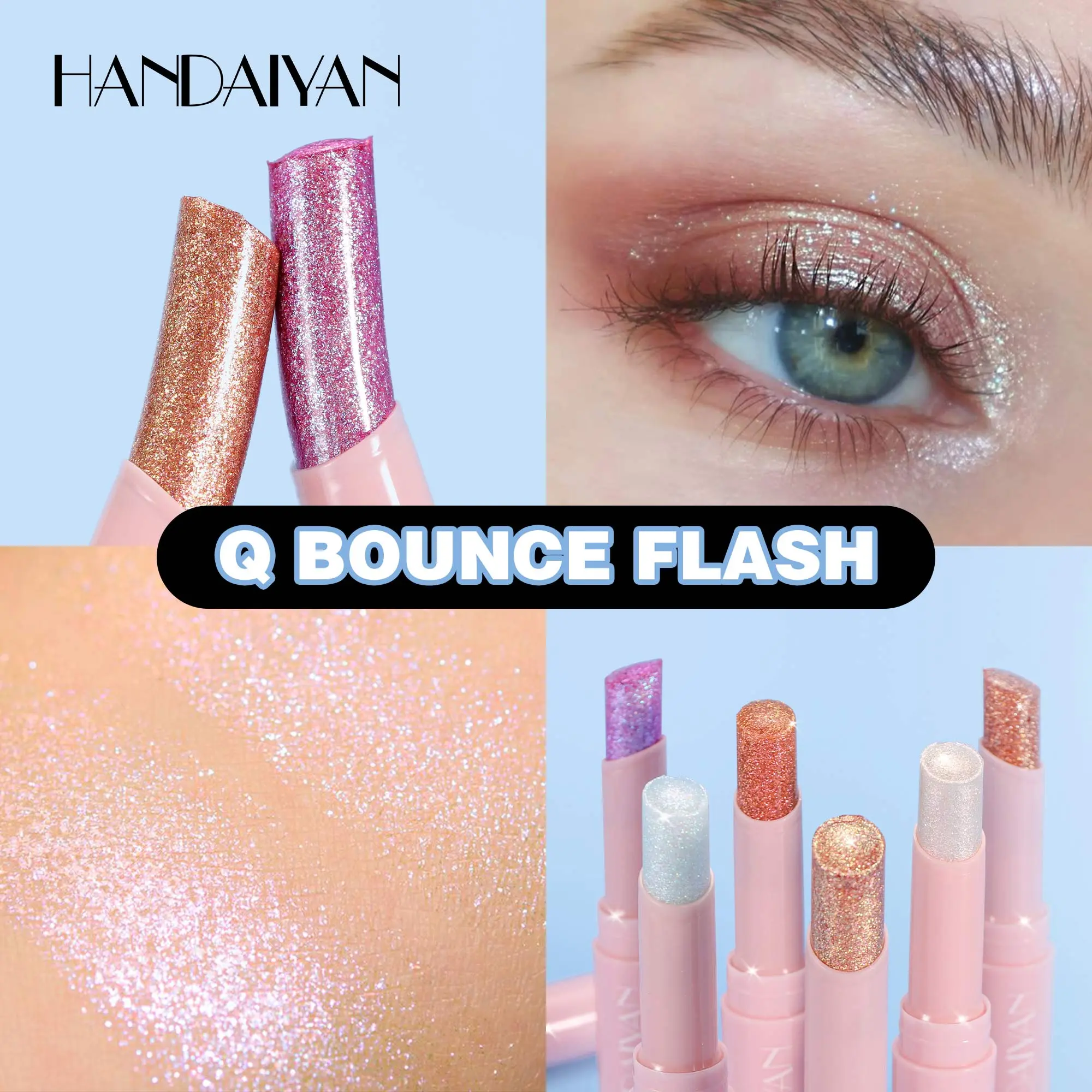 Jelly Glitter Stick Eye Shadow Monochrome Pearl Diamond Shimmer Finish Lilac Area Highlights Long Lasting Skin Brightening Stick
