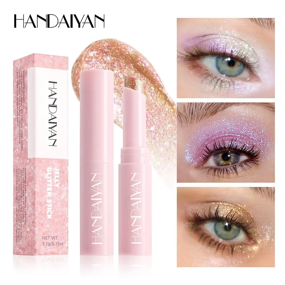 Jelly Glitter Stick Eye Shadow Monochrome Pearl Diamond Shimmer Finish Lilac Area Highlights Long Lasting Skin Brightening Stick