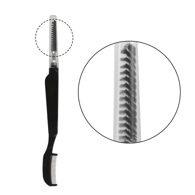 Fashion Double Head Foldable Eyebrow Eyelashes Hair Eye Brow Extension Brush Metal Comb Eyelashes Comb Cosmetic Makeup Tools