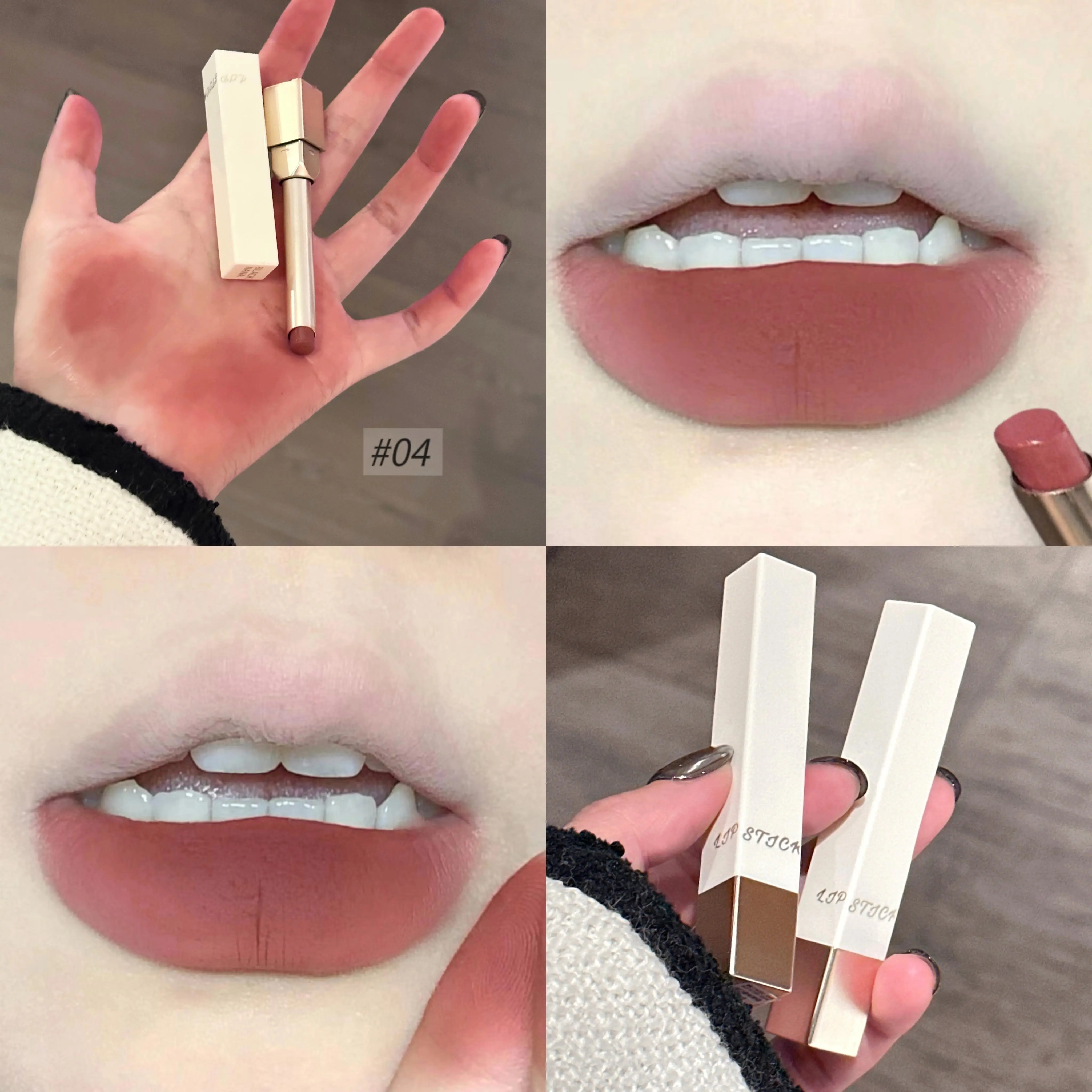 Milk Velvet Lipstick Matte Grey Rose Lip Tint Square Tube Solid Lip Gloss Tea Red Natural Soft Lip Pen Makeup Long Lasting