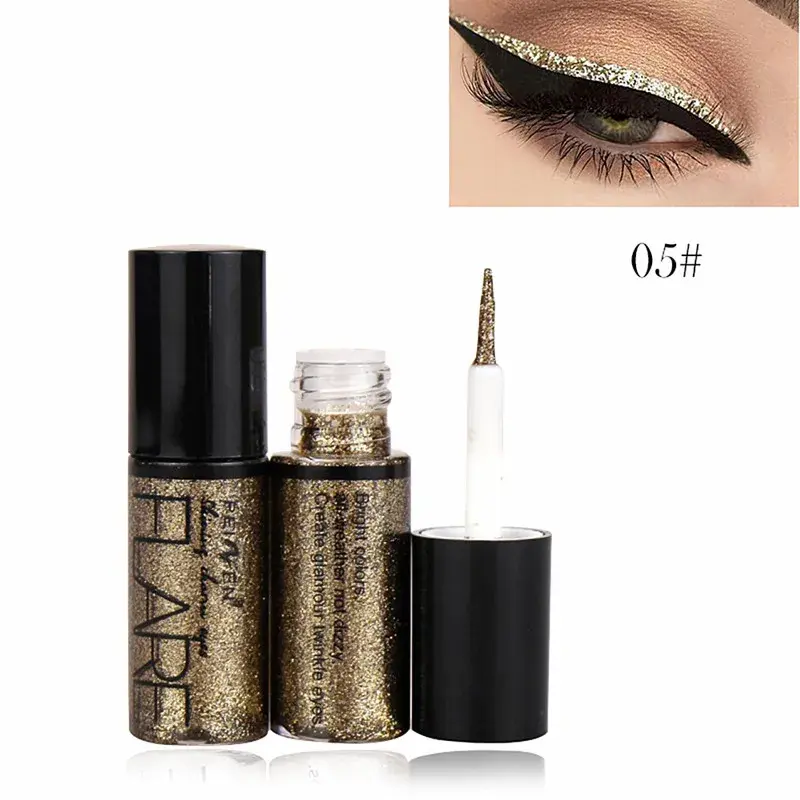 Professional New Shiny Eye Liners Cosmetics for Women Pigment Silver Rose Gold Color Liquid Glitter Eyeliner Makeup Beauty