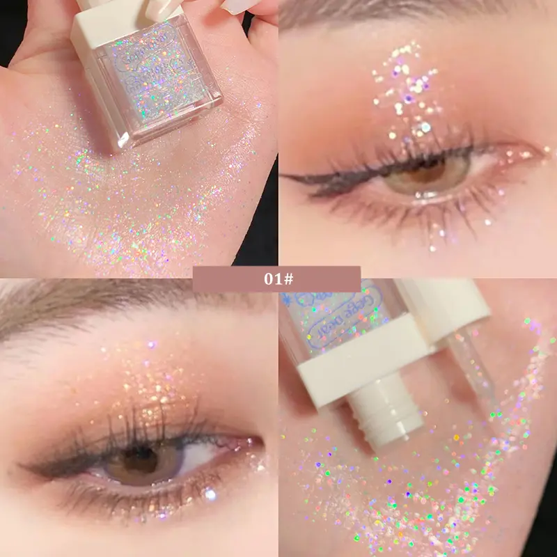 Crystal Liquid Eye Shadow Glitter Pink Blue Sequins Bright Eye Liner Pen Pearlescent Shiny Long Lasting Waterproof Eyes Makeup