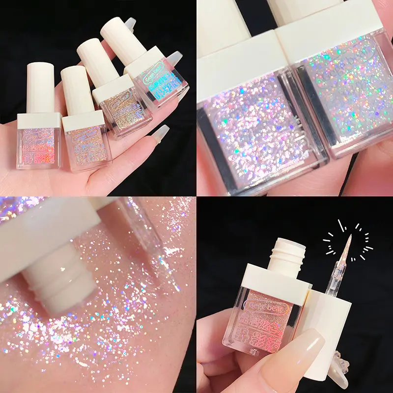 Crystal Liquid Eye Shadow Glitter Pink Blue Sequins Bright Eye Liner Pen Pearlescent Shiny Long Lasting Waterproof Eyes Makeup