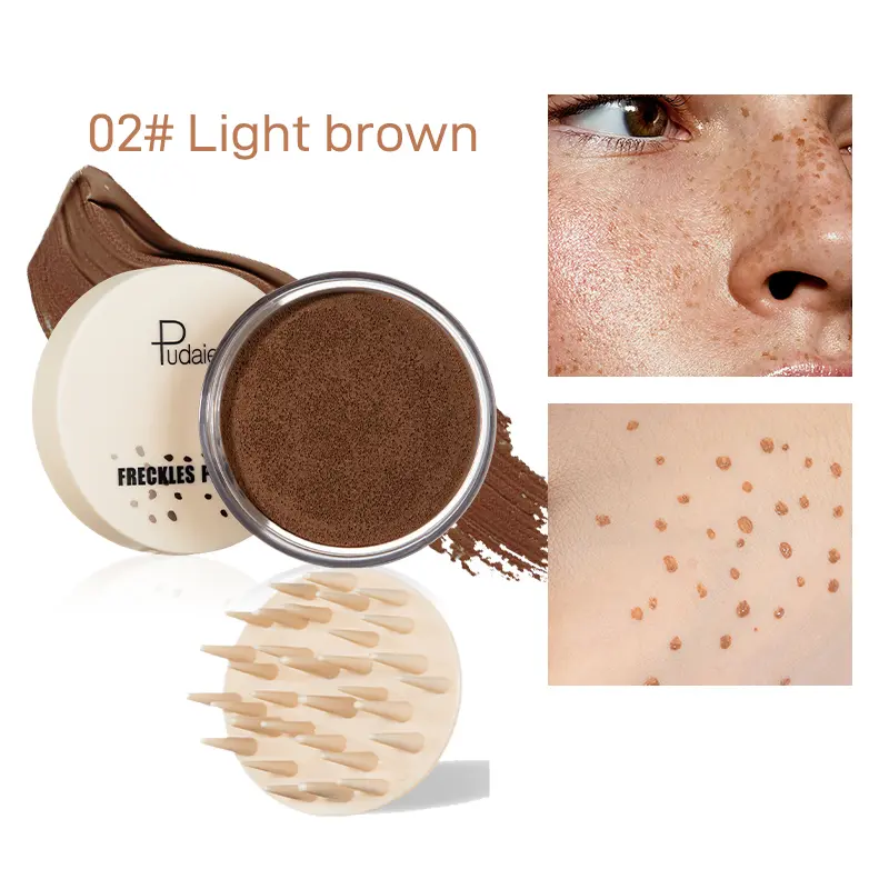 Face Fake Freckles Air Cushion Waterproof Long Lasting Liquid Powder Quick Dry Natural Face Freckles Stamp Makeup with Brush