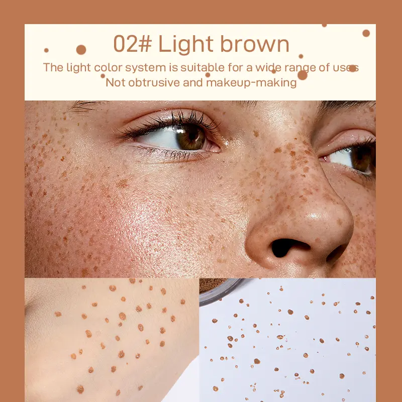 Face Fake Freckles Air Cushion Waterproof Long Lasting Liquid Powder Quick Dry Natural Face Freckles Stamp Makeup with Brush