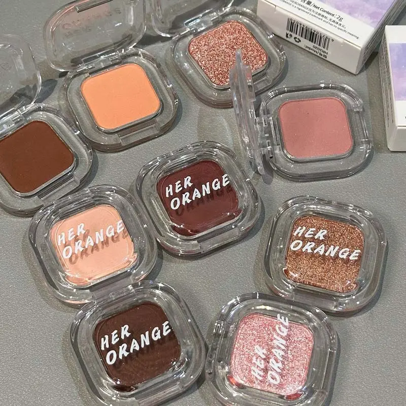 Single Color Matte Red Brown Eyeshadow Palette Pearl Glitter Low Saturation Eyelid Highlight Earth Shadow Eyeliner Makeup