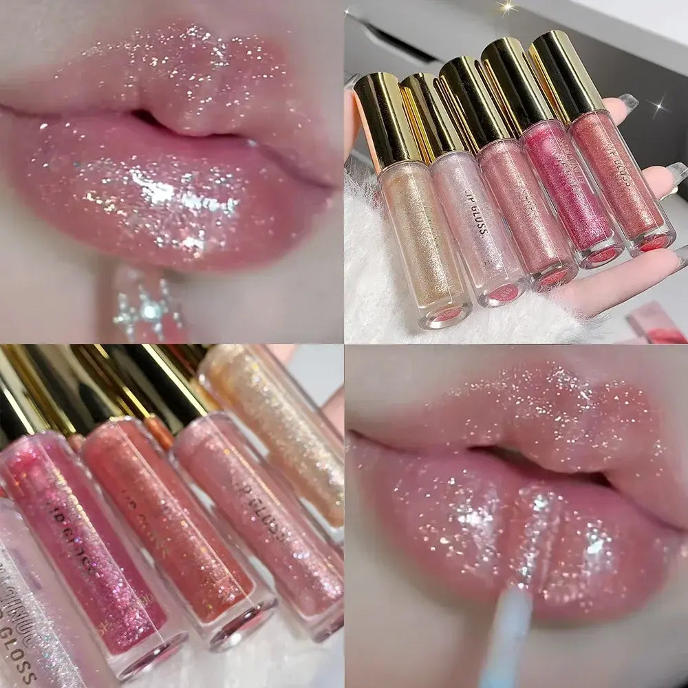 Dream Glitter Lip Gloss Shiny Diamond Shimmer Lip Glaze Waterproof Long Lasting Moisturizing Crystal Jelly Glitter Lipstick