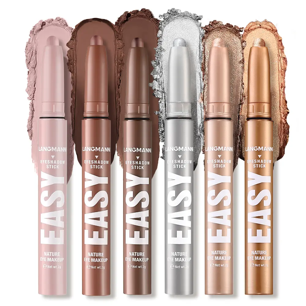 New Color Eye Shadow Stick Grey Blue Metallic Shimmer Cream Brighten Highlighter Eyeshadow Pencil Crayon Waterproof Fashion