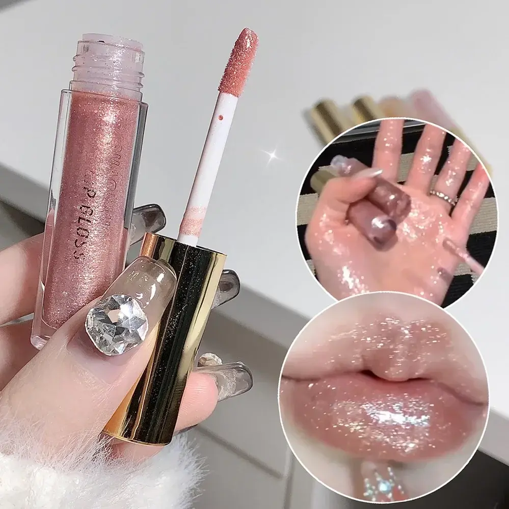 Dream Glitter Lip Gloss Shiny Diamond Shimmer Lip Glaze Waterproof Long Lasting Moisturizing Crystal Jelly Glitter Lipstick