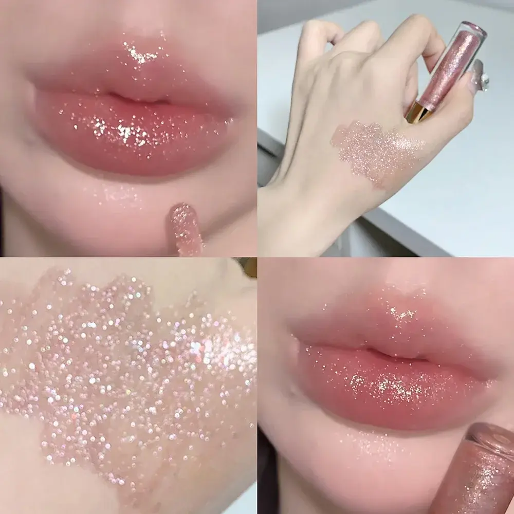 Dream Glitter Lip Gloss Shiny Diamond Shimmer Lip Glaze Waterproof Long Lasting Moisturizing Crystal Jelly Glitter Lipstick