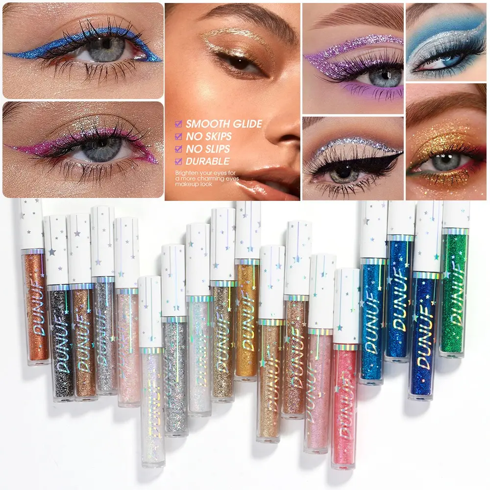 Diamond Blue Sequins Eyeliner Glitter Shiny Brighten Lying Silkworm Makeup Highlight Liquid Eye Liners Pigment Green Silver Gold